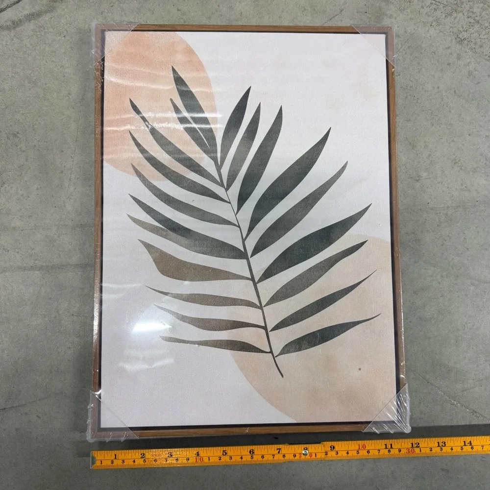 Modern Boho Framed Canvas Wall Art Palm Leaf Abstract Terracotta 12x16